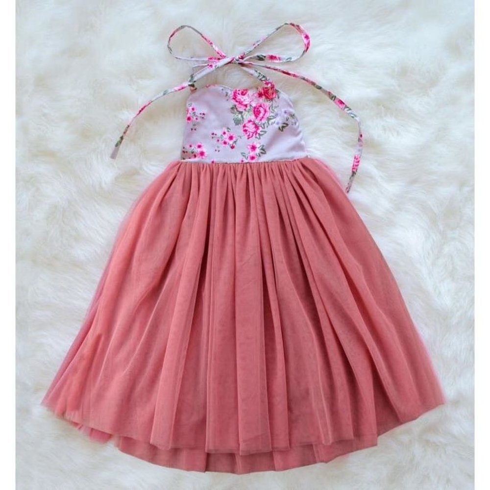 Girls floral Tulle Dress in Pink and Blue NWT